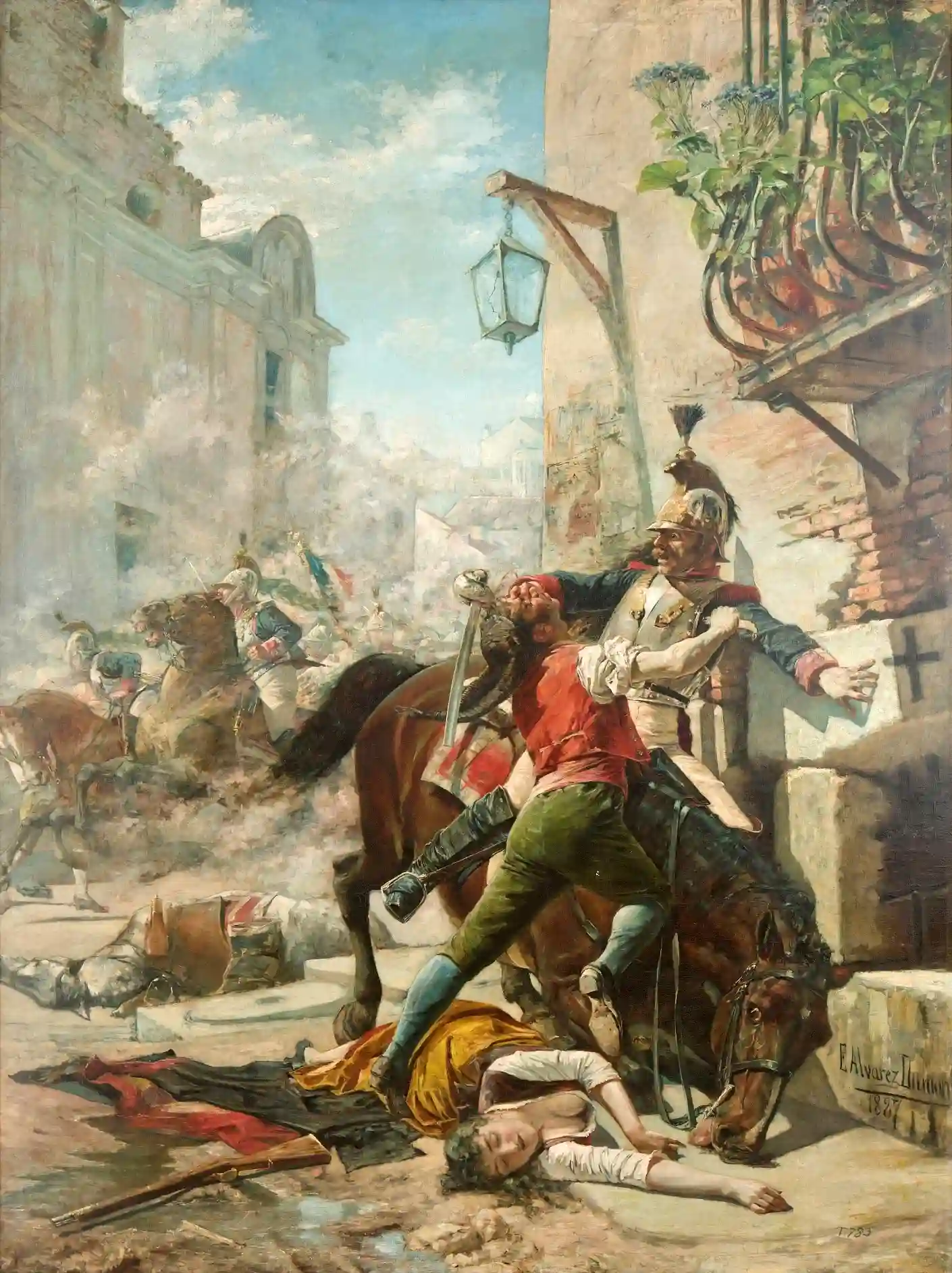 Malasaña y su hija batiéndose contra los franceses, por Eugenio Álvarez Dumont (1887).